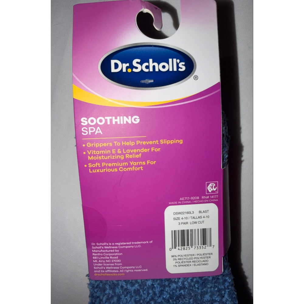 Dr. Scholl's Soothing Spa Socks 3Pk Women 4-10 Low Cut Lavender Vit E Non-Slip - Picture 3 of 4